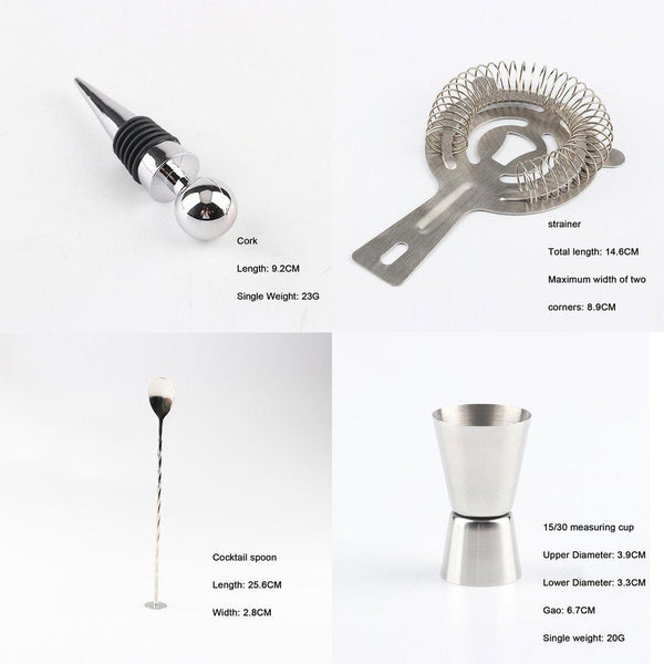 23Pcs Stainless Steel tail Shaker Set Barware Kit With Rack tail Shakers & Sets