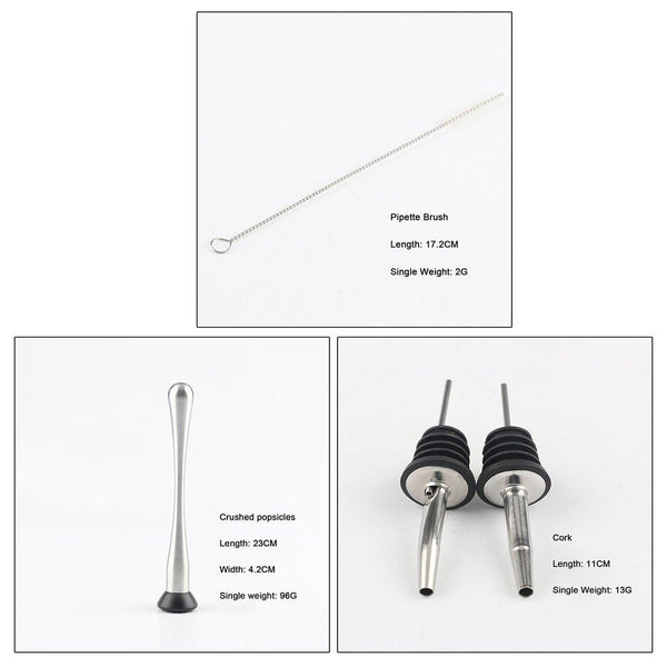 23Pcs Stainless Steel tail Shaker Set Barware Kit With Rack tail Shakers & Sets