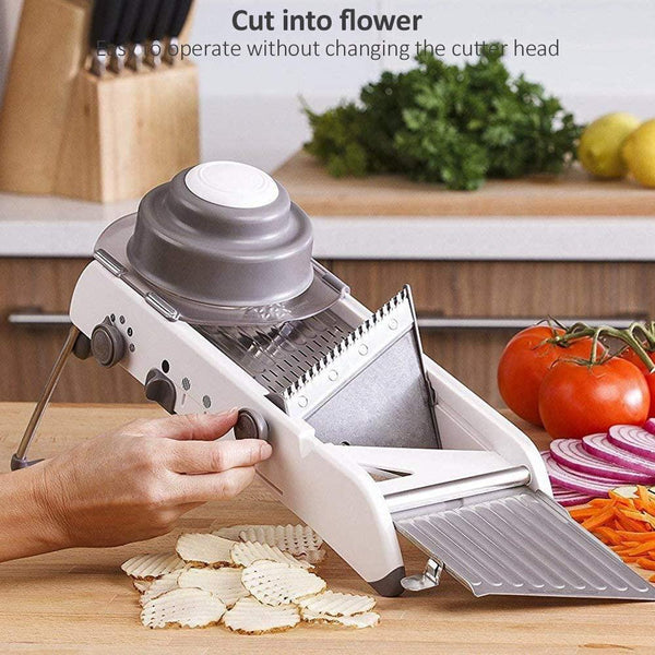 Adjustable Mandoline Manual Vegetable Slicer Shredder Grater With Stainless Steel Blades