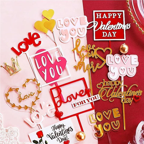 Romantic Love Anniversary Valentine's Day Cake Toppers Party Decorations