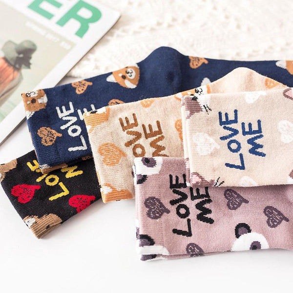 Cute Animal Love Me Cartoon Print Design For Women Socks