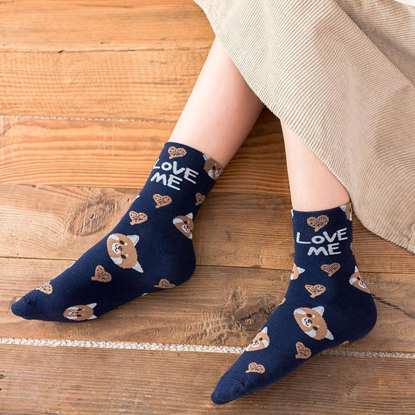 Cute Animal Love Me Cartoon Print Design For Women Socks