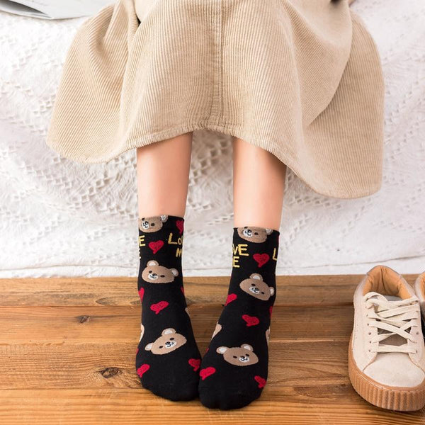 Cute Animal Love Me Cartoon Print Design For Women Socks