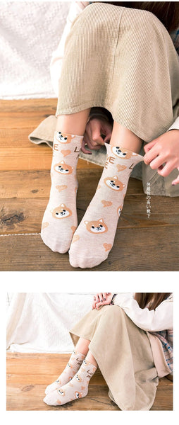 Cute Animal Love Me Cartoon Print Design For Women Socks