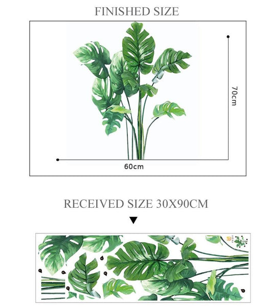 Removable Green Plants Leaves Pvc Decal Decor Wall Stickers