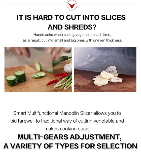 Adjustable Mandoline Manual Vegetable Slicer Shredder Grater With Stainless Steel Blades