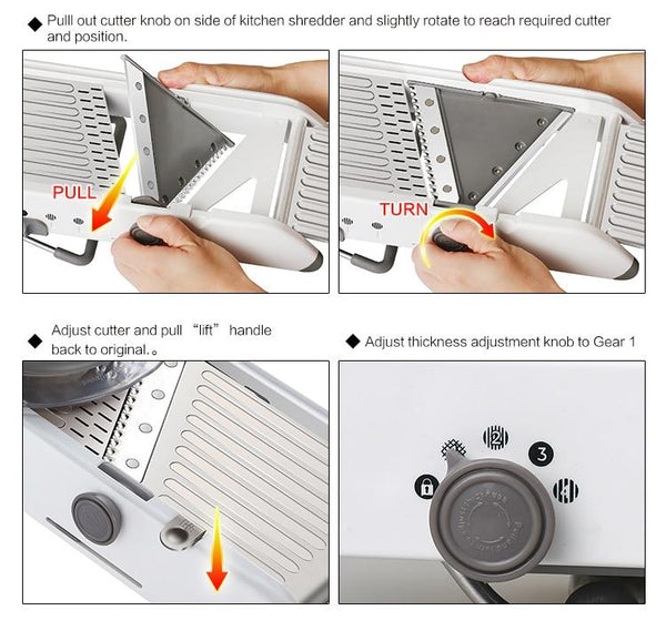 Mandoline Manual Vegetable Slicer Shredder Grater With Stainless Steel Blades Peelers & Slicers