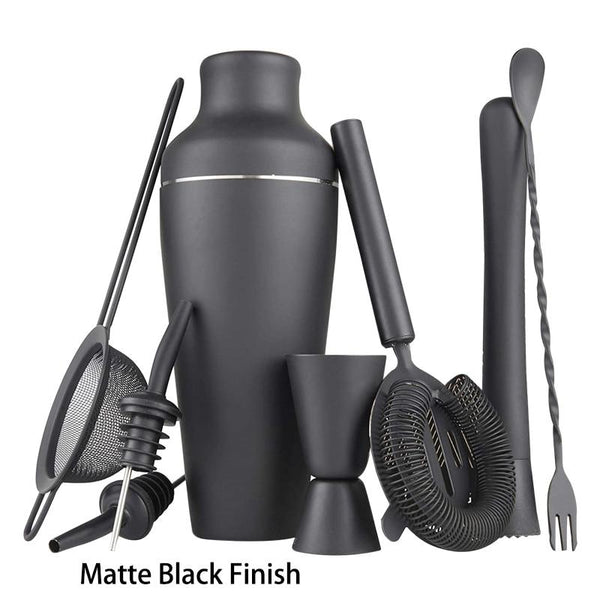 Stylish Matte Black 500Ml Stainless Steel Cocktail Shaker Set