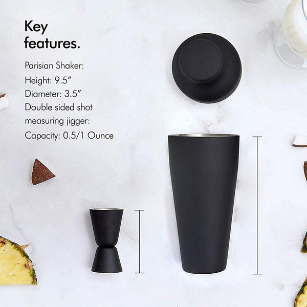 Stylish Matte Black 500Ml Stainless Steel tail Shaker Set tail Shakers & Sets