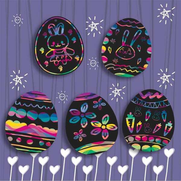Diy Easter Craft 24Pcs Magic Colour Scratch Ornaments Decorations