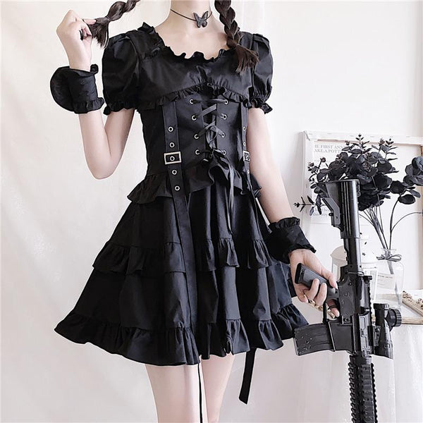 Victorian Renaissance Black Gothic Lolita Dress Women