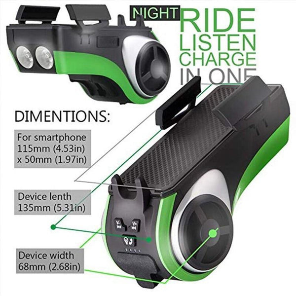5 In 1 Bicycle Light Bluetooth Bell Phone Holder Bike Accessories Lights & Reflectors