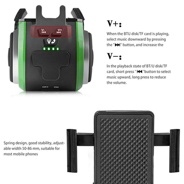 5 In 1 Bicycle Light Bluetooth Speaker Bell Phone Holder Bike Accessories