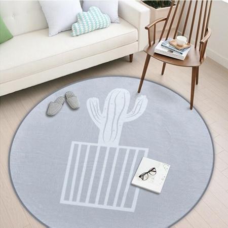 Modern Rug Nordic Anti Slip Round Gray Patterned Floor Mat