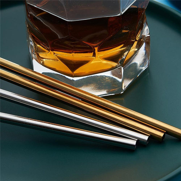 2Pcs Reusable Eco Friendly Stainless Steel Metal Milkshake Straws Straws & Stirrers