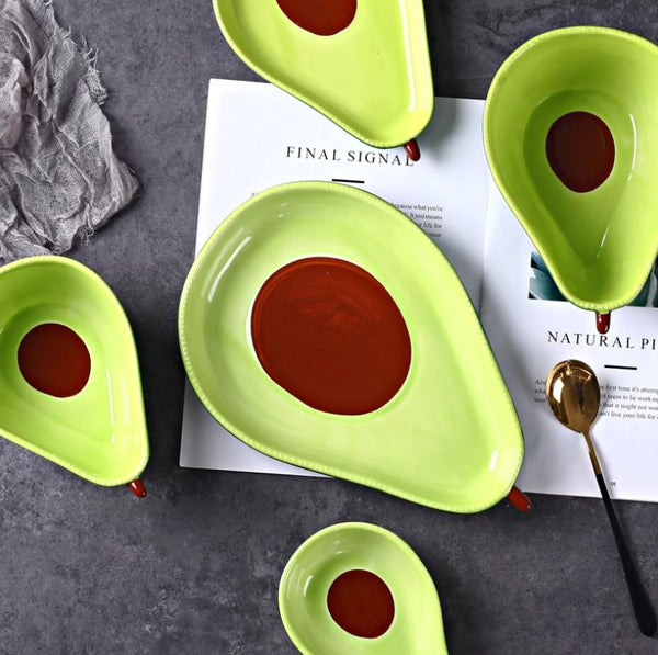 Cute Ceramic Avocado Shape Fruit Dessert Dish Bowl Trays