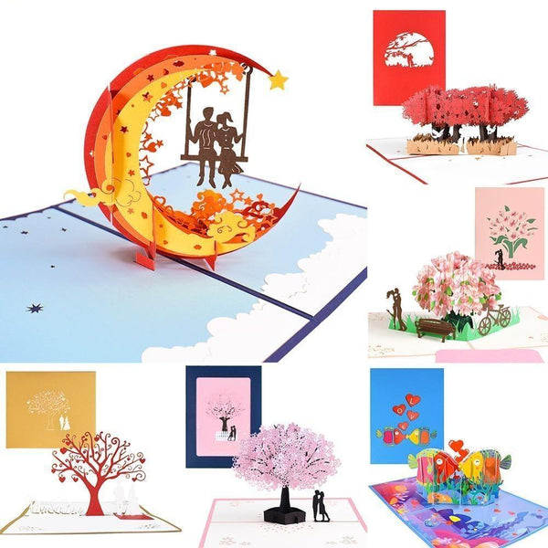 3D Pop Up Cards Romantic Love Valentines Day Wedding Anniversary Gifts Greeting Cards & Invitations