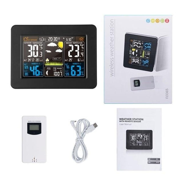 Digital Weather Station Wireless Sensor Lcd Display Alarm Clock Barometer Thermometer Hygrometer Weather Stations