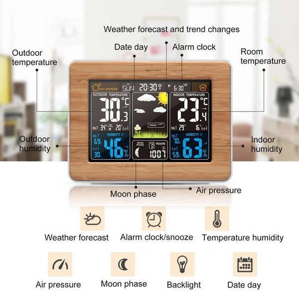 Digital Weather Station Wireless Sensor Lcd Display Alarm Clock Barometer Thermometer Hygrometer Weather Stations