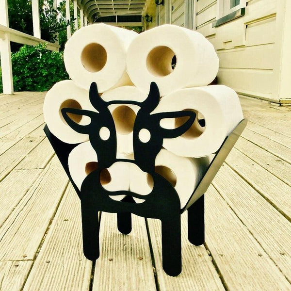 Metal Cow Toilet Holder Free Standing Bathroom Storage Decor Toilet Paper Holders & Storage