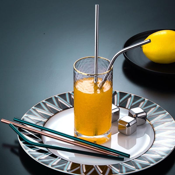 Reusable Rainbow Stainless Steel Straight Or Bent Metal Straws Party Supplies Straws & Stirrers