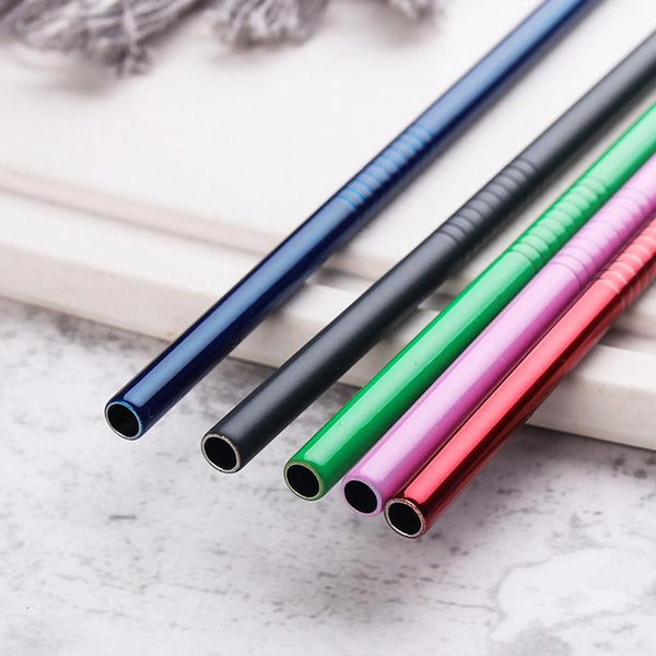 Reusable Rainbow Stainless Steel Straight Or Bent Metal Straws Party Supplies Straws & Stirrers