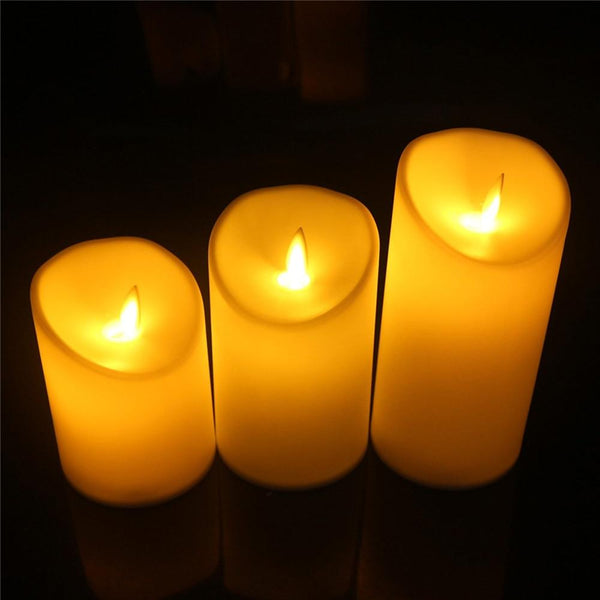 3Pcs Flameless Warm White Dancing Led Wax Candle Home Decor