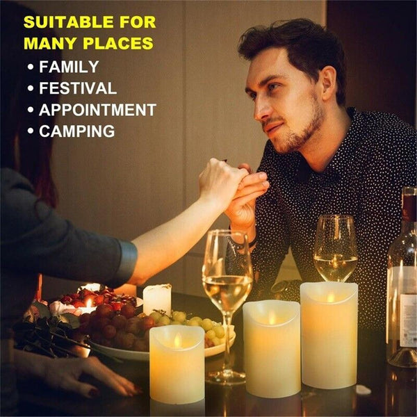 3Pcs Flameless Warm White Dancing Led Wax Candle Home Decor Candles