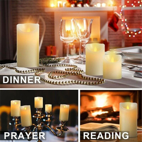 3Pcs Flameless Warm White Dancing Led Wax Candle Home Decor Candles