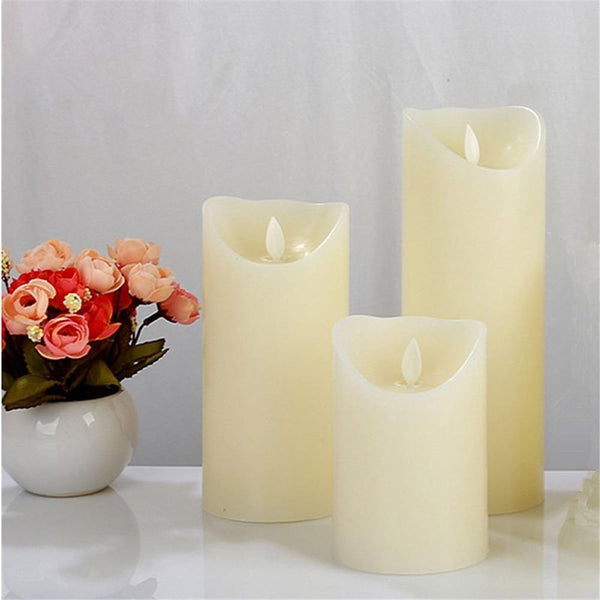 3Pcs Flameless Warm White Dancing Led Wax Candle Home Decor Candles