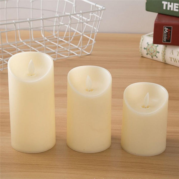 3Pcs Flameless Warm White Dancing Led Wax Candle Home Decor Candles