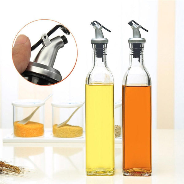 4Pcs 500Ml Glass Olive Oil Vinegar Dispenser Bottle Condiment Pourer Kitchen Storage