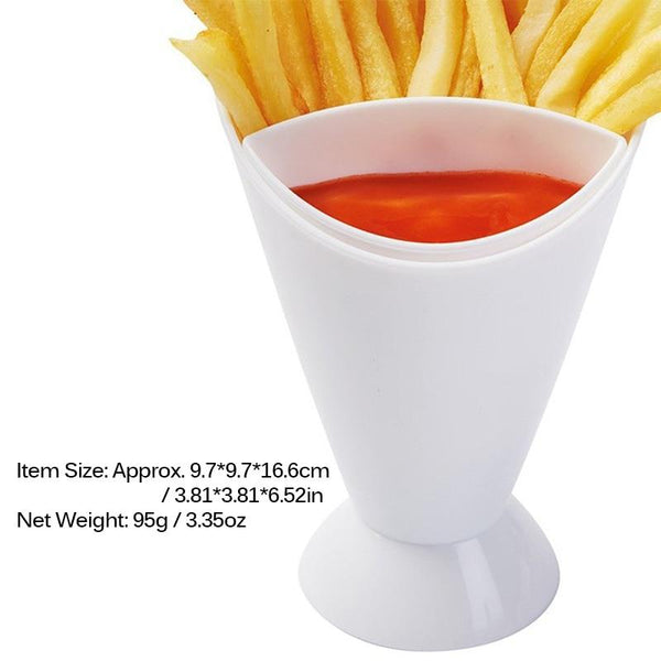 French Fries And Dipping Sauce White Plastic Cup Food Holder Bowls