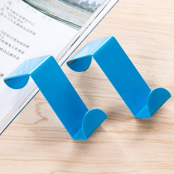 2Pcs Storage Stainless Steel Self Hanging Over Cabinet Door Hooks Hooks & Hangers