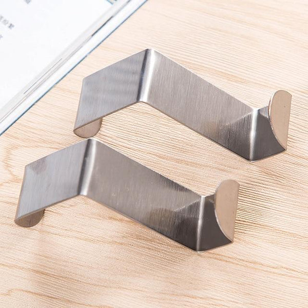 2Pcs Storage Stainless Steel Self Hanging Over Cabinet Door Hooks Hooks & Hangers