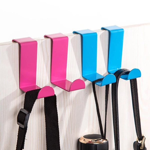 2Pcs Storage Stainless Steel Self Hanging Over Cabinet Door Hooks Hooks & Hangers