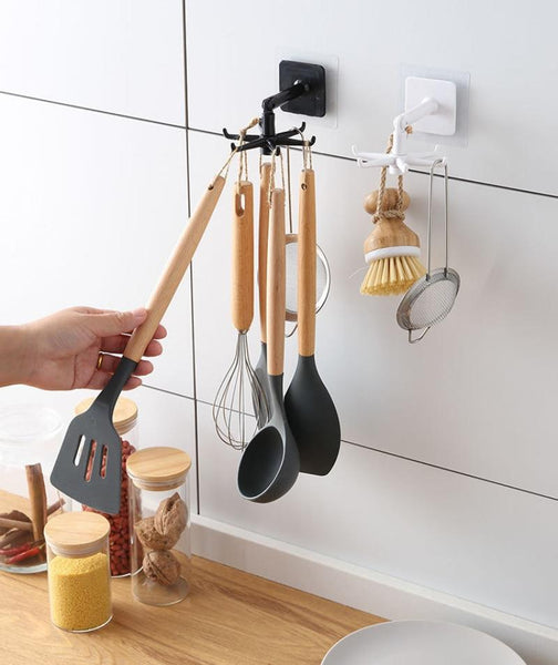 Multi Purpose Rotating Kitchen Hooks Hanging Utensil Rack Home Storage Organisation