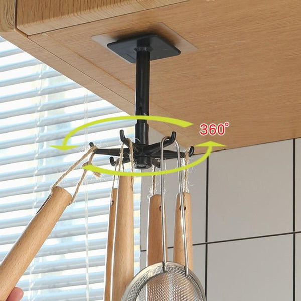 Multi Purpose Rotating Kitchen Hooks Hanging Utensil Rack Storage Organisation Racks & Holders