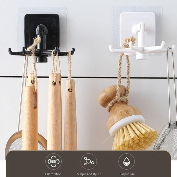 Multi Purpose Rotating Kitchen Hooks Hanging Utensil Rack Home Storage Organisation