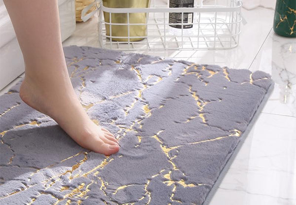 Non Slip Soft Thick Absorbent Marble Design Bathroom Mat