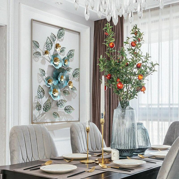 Style Floral Iron Art In Frame 3D Metal Wall Decorations Wall Art