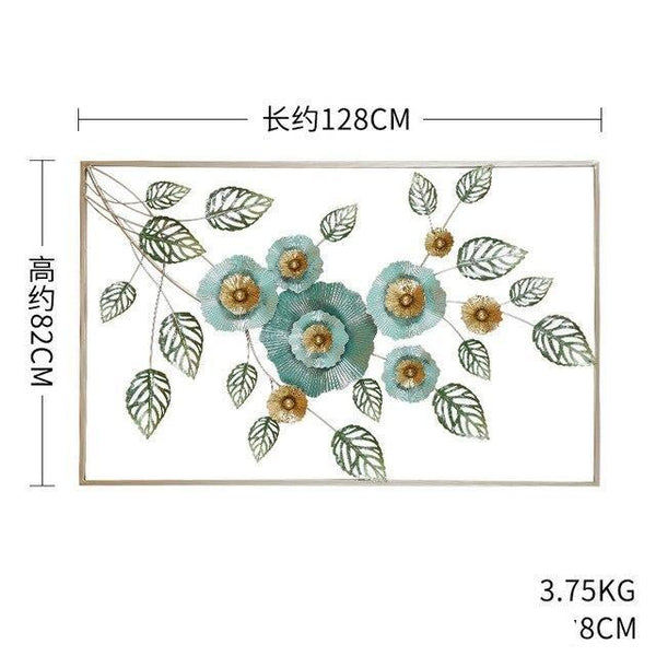 Style Floral Iron Art In Frame 3D Metal Wall Decorations Wall Art