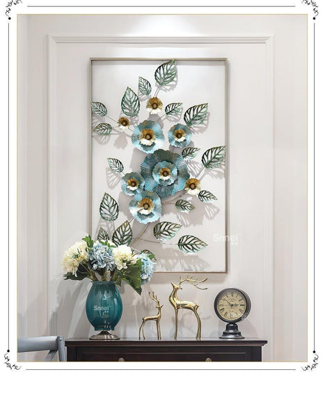 European Style Floral Iron Art In Frame 3D Metal Wall Home Decorations