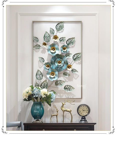 Style Floral Iron Art In Frame 3D Metal Wall Decorations Wall Art
