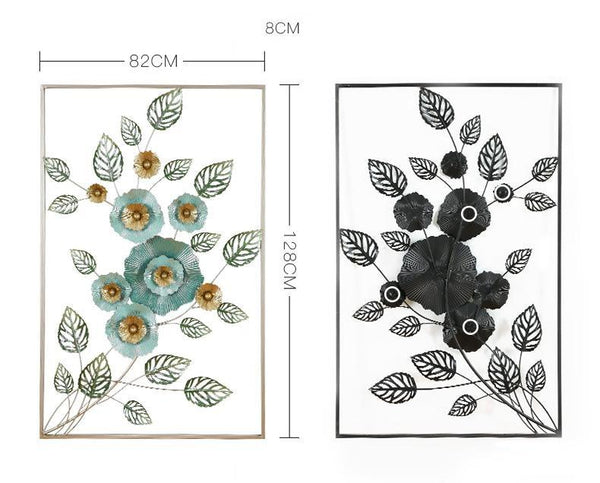 Style Floral Iron Art In Frame 3D Metal Wall Decorations Wall Art