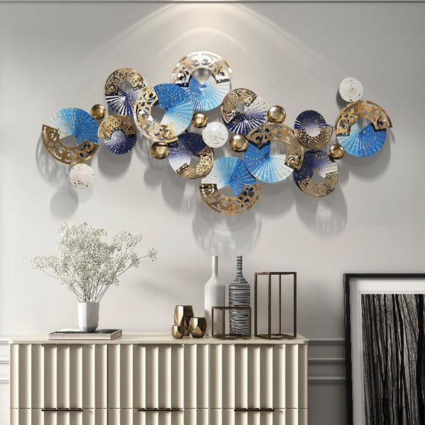 Nordic Blue White Gold 3D Iron Metal Decor Hanging Wall Art