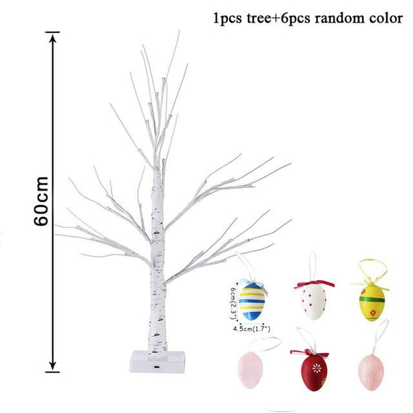 60Cm Easter Decor Led Birch Tree Light Eggs Hanging Ornaments