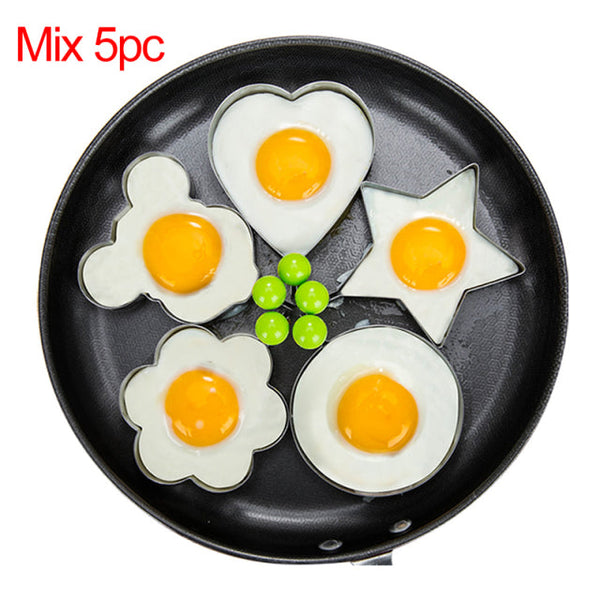 Set Of 5 Stainless Steel Egg Rings Cookie Cutter Pancake Moulds