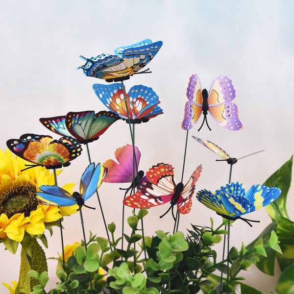 24Pcs / Set Colourful Butterflies Garden Stakes Flower Pot Outdoor Decorations