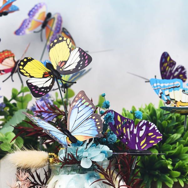 24Pcs / Set Colourful Butterflies Garden Stakes Flower Pot Outdoor Decorations